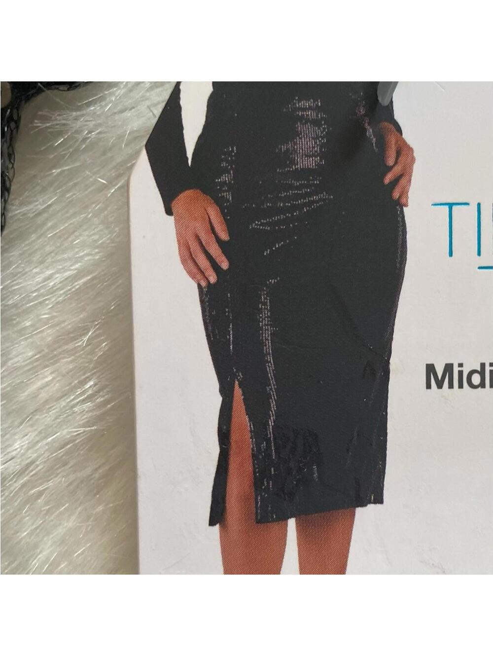 Time and Tru Black Sequin Pencil Midi Skirt size Medium